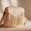 Unisex Crossbody Bag with Adjustable Strap & Fringe Detail